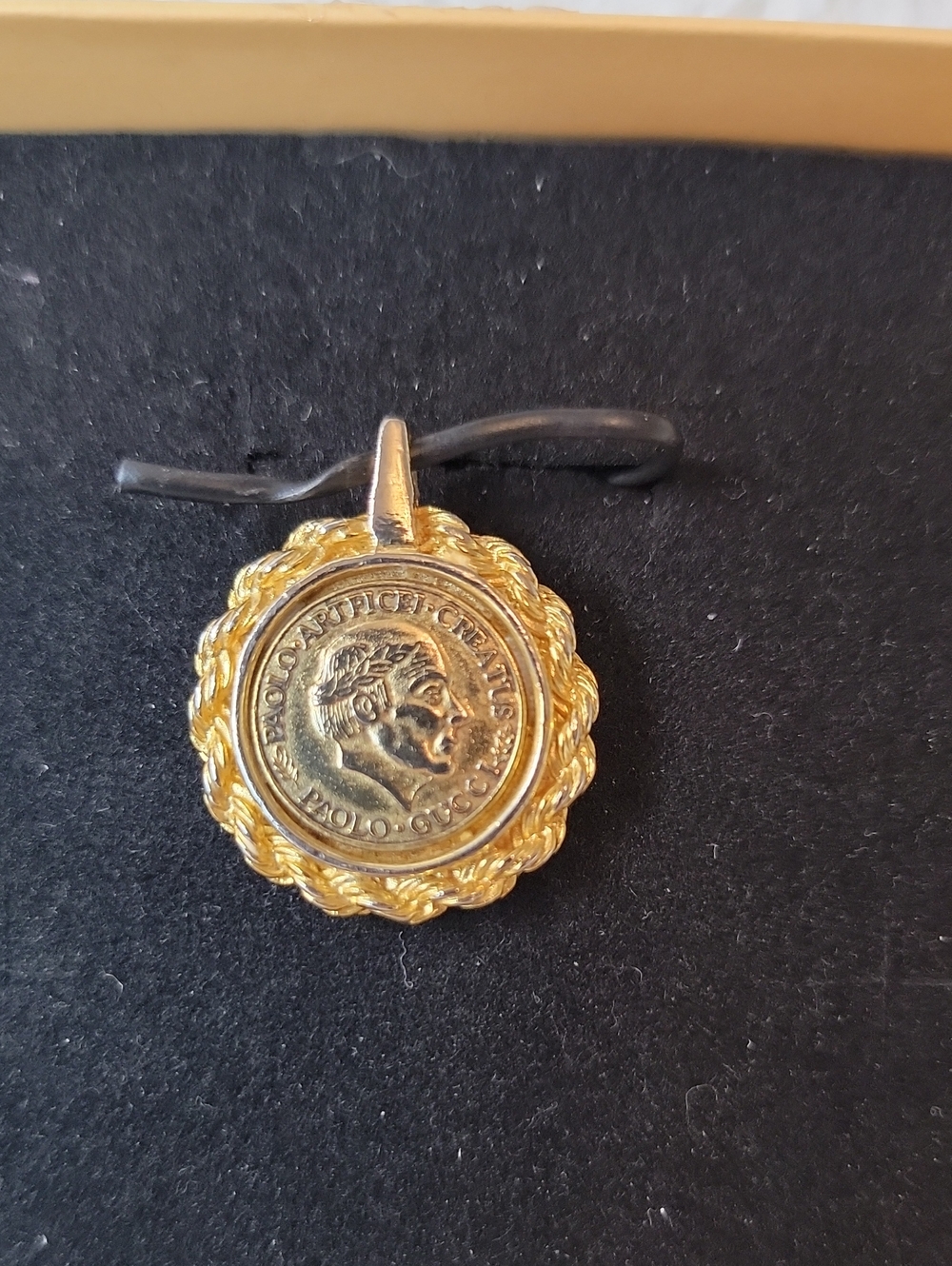 Vintage 1980s Paolo Gucci Two-tone Faux Coin Pendant Charm